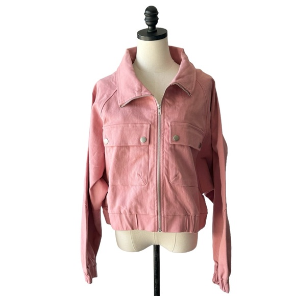Lulu’s Chilling With You Rose Pink Bomber Jacket | LARGE NWT - Picture 3 of 11